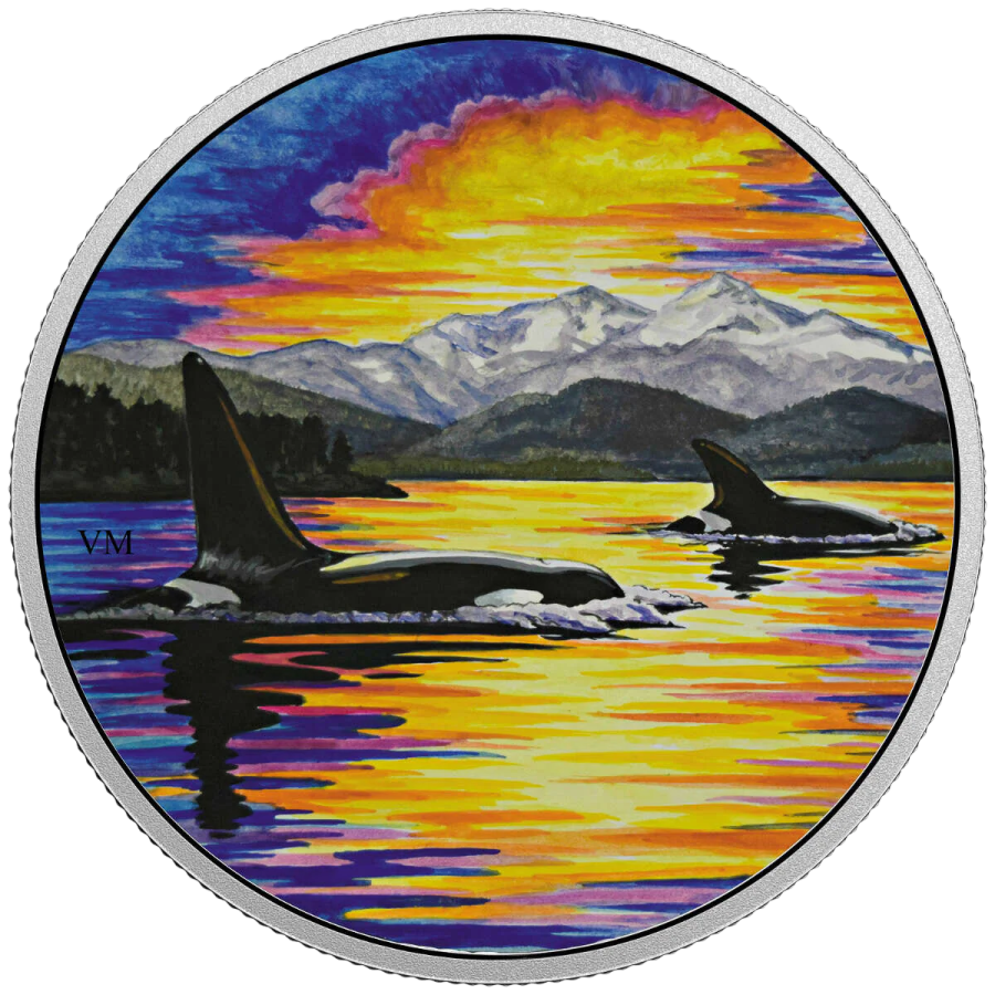Animals in the Moonlight: Orca - Pure Silver Coin - 24h Shipping!