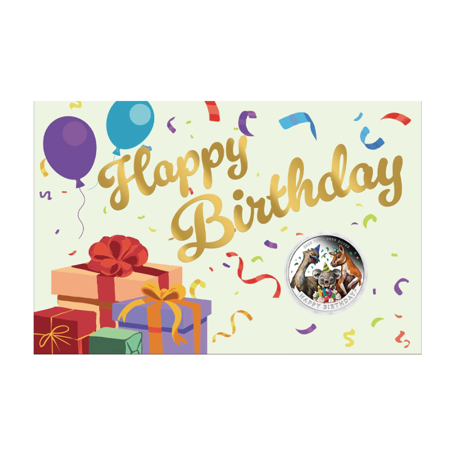 Silver Colorized Happy Birthday - 24h Shipping!