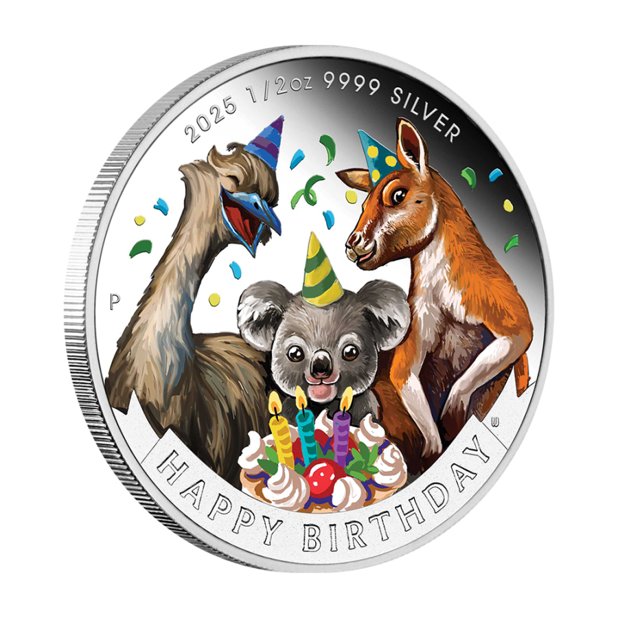 Silver Colorized Happy Birthday - 24h Shipping!