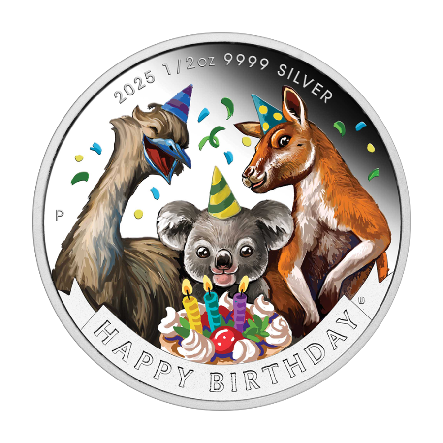 Silver Colorized Happy Birthday - 24h Shipping!