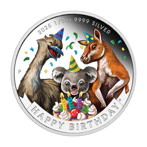 Silver Colorized Happy Birthday - 24h Shipping!