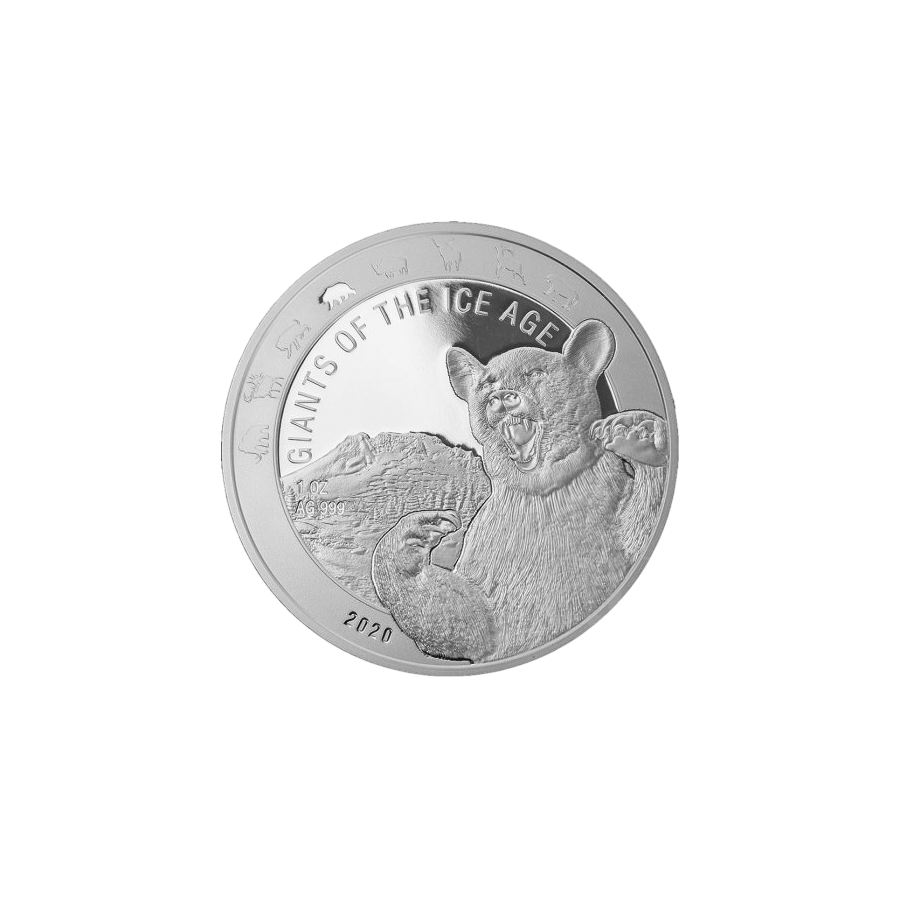 Republic of Ghana Giants of the Ice Age: Cave Bear 1oz Silver Coin - 24h Shipping!