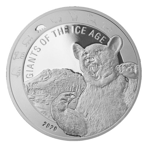 Republic of Ghana Giants of the Ice Age: Cave Bear 1oz Silver Coin - 24h Shipping!