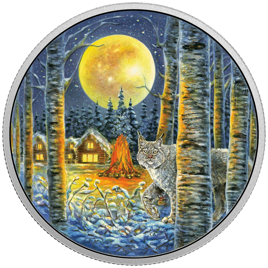 Animals in the Moonlight: Lynx - Pure Silver Coin - 24h Shipping!