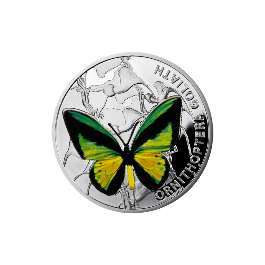 Niue 1 dollar Butterflies Ornithoptera Goliath Butterfly Fauna silver coin - 24h Shipping!