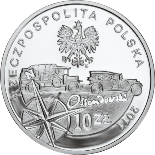 Poland Ferdynand Ossendowski Polish explorer silver proof coin - 24h Shipping!