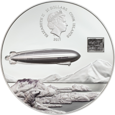 Cook Island 3 oz Silver Coin – 100th Anniversary of Graf Zeppelin - 24h Shipping! 2