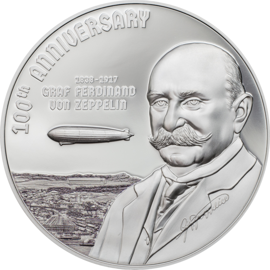 Cook Island 3 oz Silver Coin – 100th Anniversary of Graf Zeppelin - 24h Shipping!