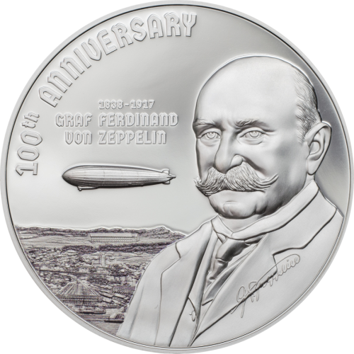 Cook Island 3 oz Silver Coin – 100th Anniversary of Graf Zeppelin - 24h Shipping!