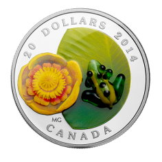 Water-Lily And Venetian Glass Leopard Frog - Pure Silver Coin - 24h Shipping!