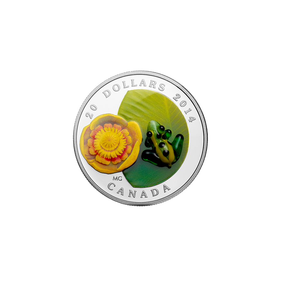 Water-Lily And Venetian Glass Leopard Frog - Pure Silver Coin - 24h Shipping!