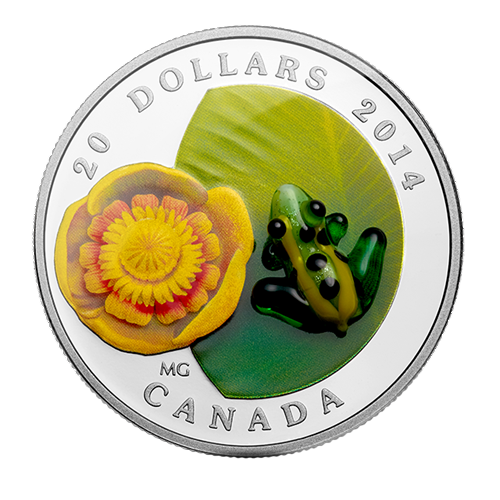 Water-Lily And Venetian Glass Leopard Frog - Pure Silver Coin - 24h Shipping!