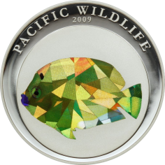 Pacific Wildlife – Flagfin Angelfish Silver Proof Coin - 24h Shipping!