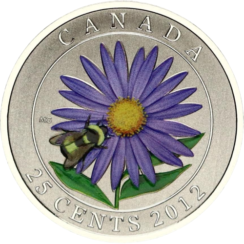 Aster with Venetian Glass Bumblebee - Pure Silver Coin - 24h Shipping!