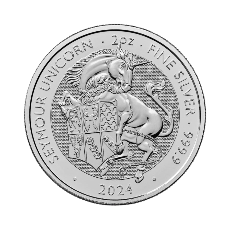 2 oz Silver Royal Tudor Beasts Seymour Unicorn BU Coin - 24h Shipping!