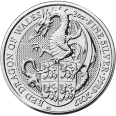 2 oz British Silver Queen's Beast Red Dragon Coin - 24h Shipping!