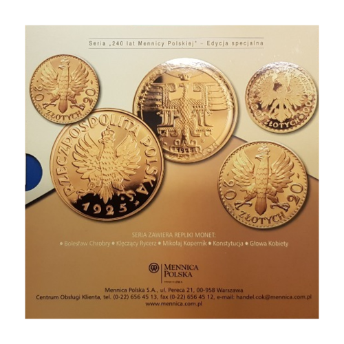 Set of Gold-Plated Tombac Replicas of Interwar Polish Coins - 24h Shipping!