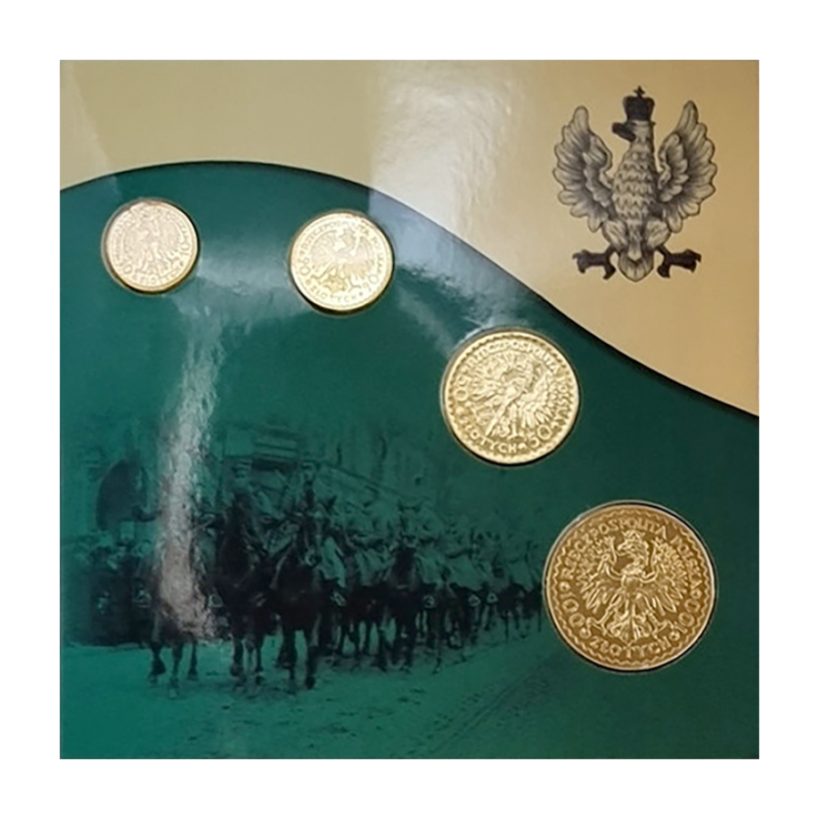 Set of Gold-Plated Tombac Replicas of Interwar Polish Coins - 24h Shipping!