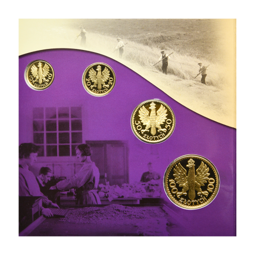 Set of Gold-Plated Tombac Replicas of Interwar Polish Coins - 24h Shipping!