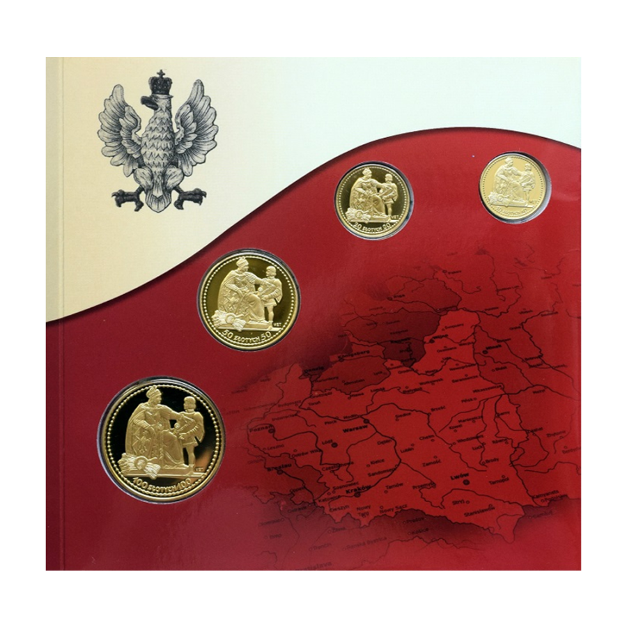 Set of Gold-Plated Tombac Replicas of Interwar Polish Coins - 24h Shipping!