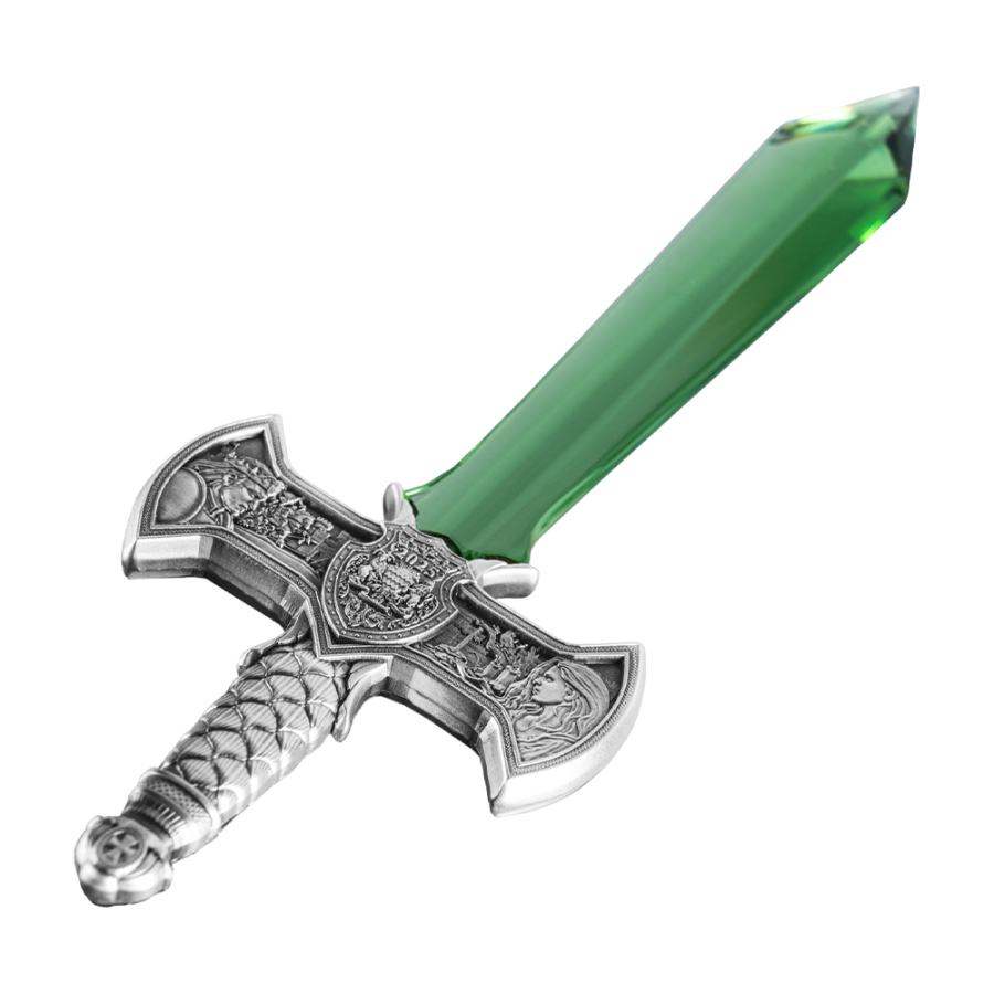 2025 Rep.of Chad 1 oz Silver Excalibur Sword Shaped Coin - 24h Shipping!