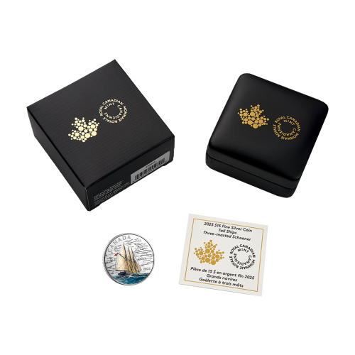 2025 Tall Ships: Three-Masted Schooner Colourized Silver Coin - 24h Shipping!