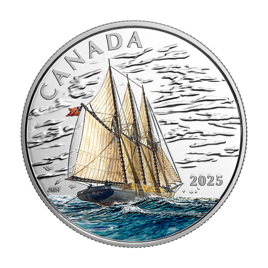 2025 Tall Ships: Three-Masted Schooner Colourized Silver Coin - 24h Shipping!