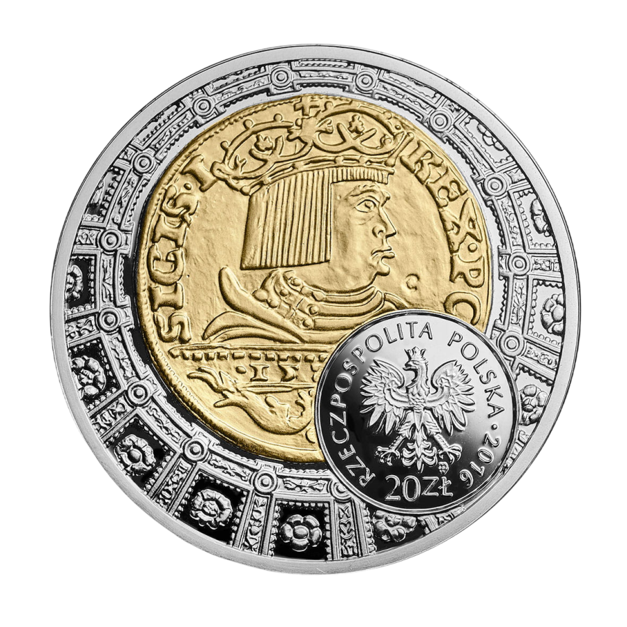 Poland Silver Gilt 20 Zloty Ducat of Sigismund the Elder Zygmunta Starego - 24h Shipping!