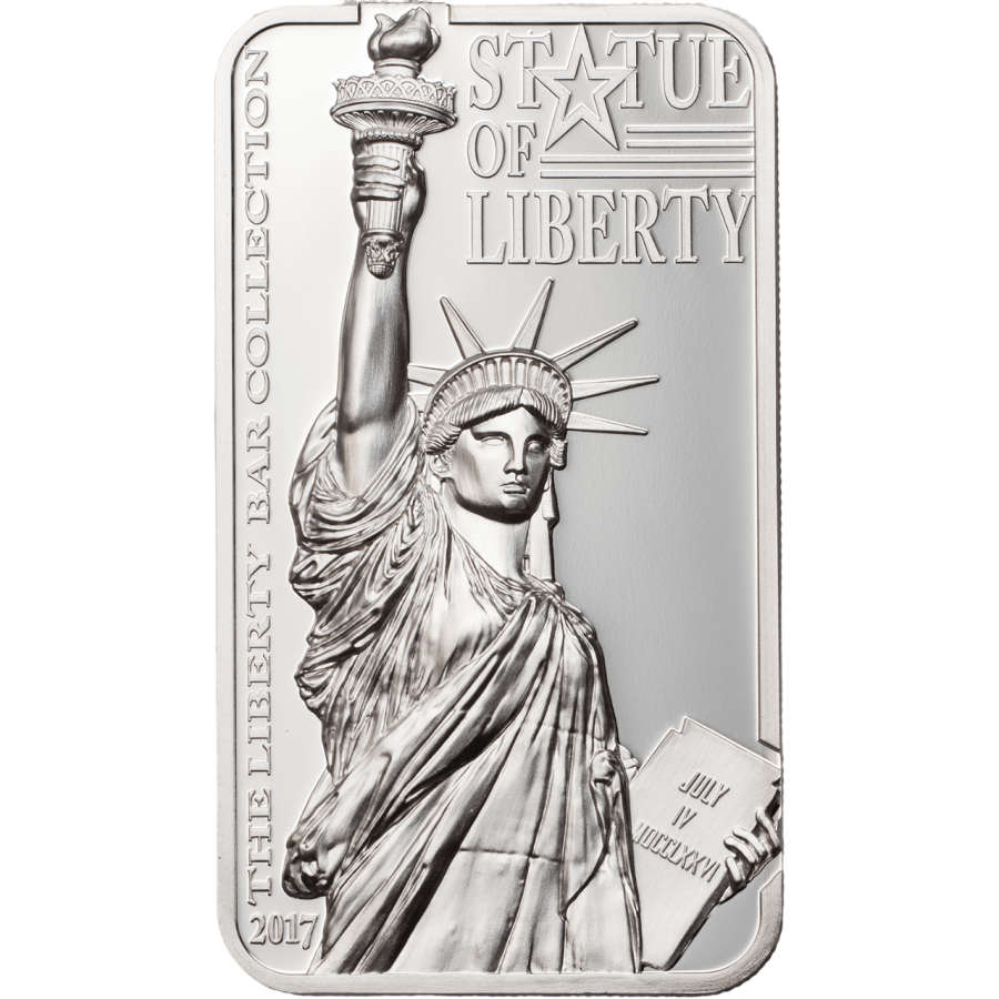 2017 Cook Islands 2 oz Silver Statue of Liberty Bar Coin - 24h Shipping!