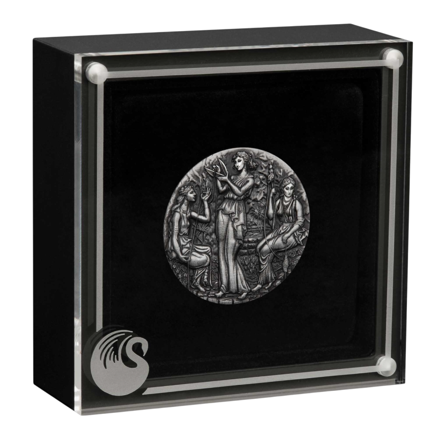 Antique Tuvalu Silver Fate The Moirai Coin - 24h Shipping!