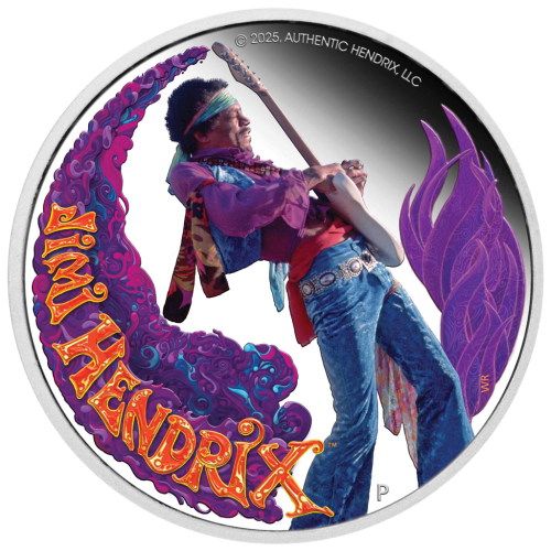 2025 Australia 1 oz Silver Colorized Jimi Hendrix Proof - 24h Shipping!