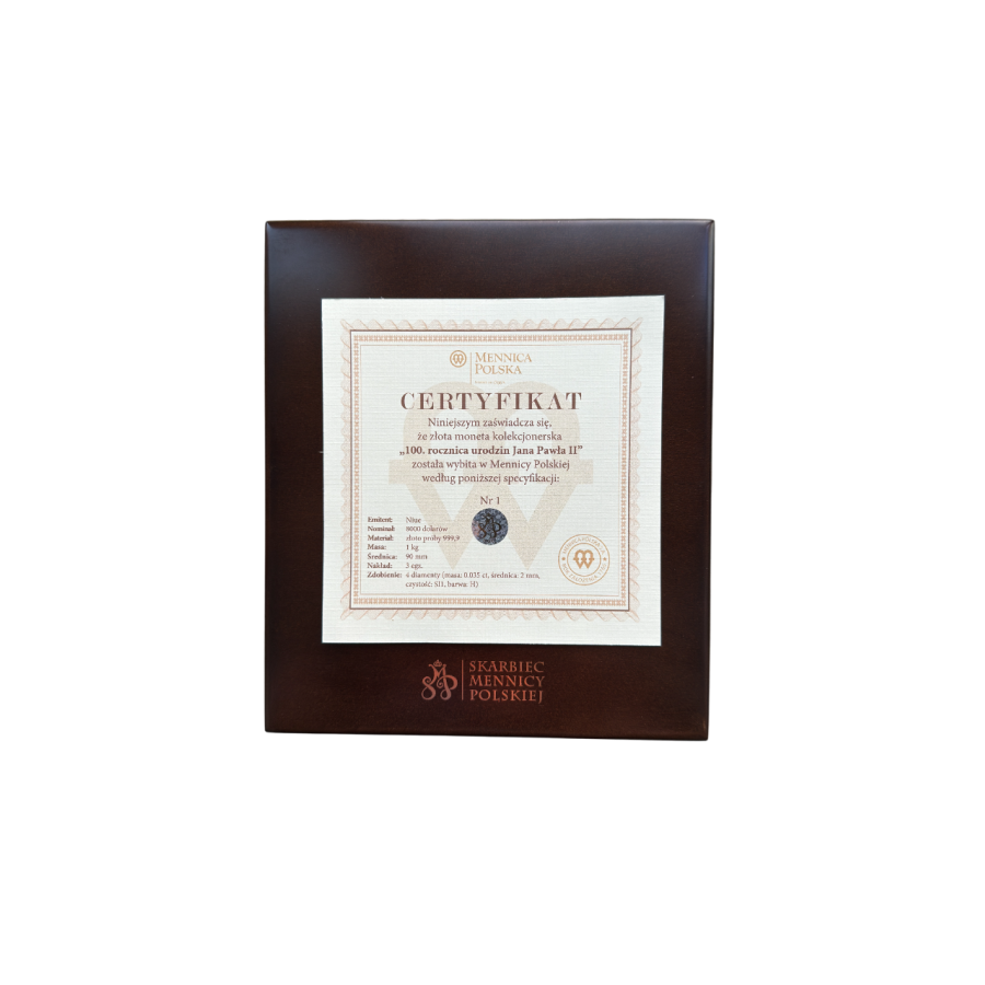 100th Anniversary of the Birth of John Paul II – 1000 g (1 kg) Pure Gold Coin - 24h Shipping!