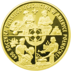 400th Anniversary of Polish Settlement in North America Gold Coin 100 zlotych - 24h Shipping!