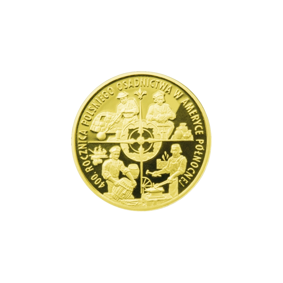 400th Anniversary of Polish Settlement in North America Gold Coin 100 zlotych - 24h Shipping!