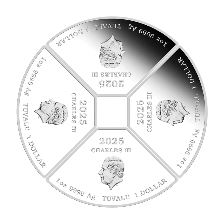 Set of 4 x 1 oz 2025 Lunar Year of the Snake Quadrant Colourized Proof Silver Coins  - 24h Shipping!