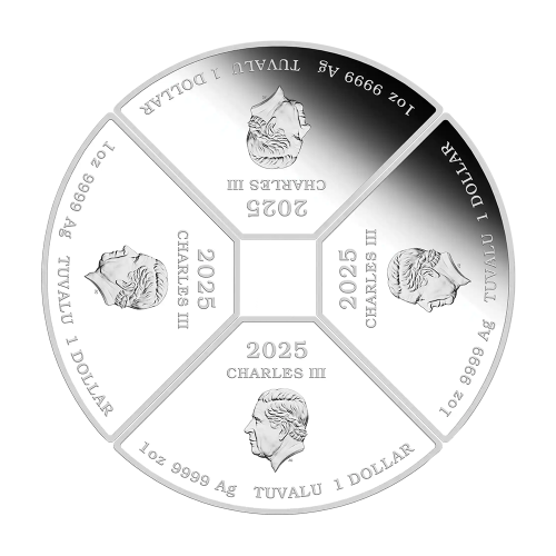 Set of 4 x 1 oz 2025 Lunar Year of the Snake Quadrant Colourized Proof Silver Coins  - 24h Shipping!