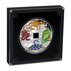 Set of 4 x 1 oz 2025 Lunar Year of the Snake Quadrant Colourized Proof Silver Coins  - 24h Shipping!