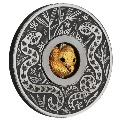 2025 Antique Tuvalu Year of the Snake Rotating Charm Silver Coin- 24h Shipping!