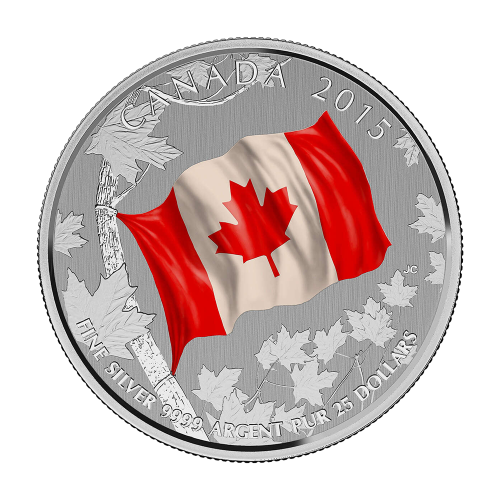 2015 Canada Silver $25 Canadian Flag - 24h Shipping!