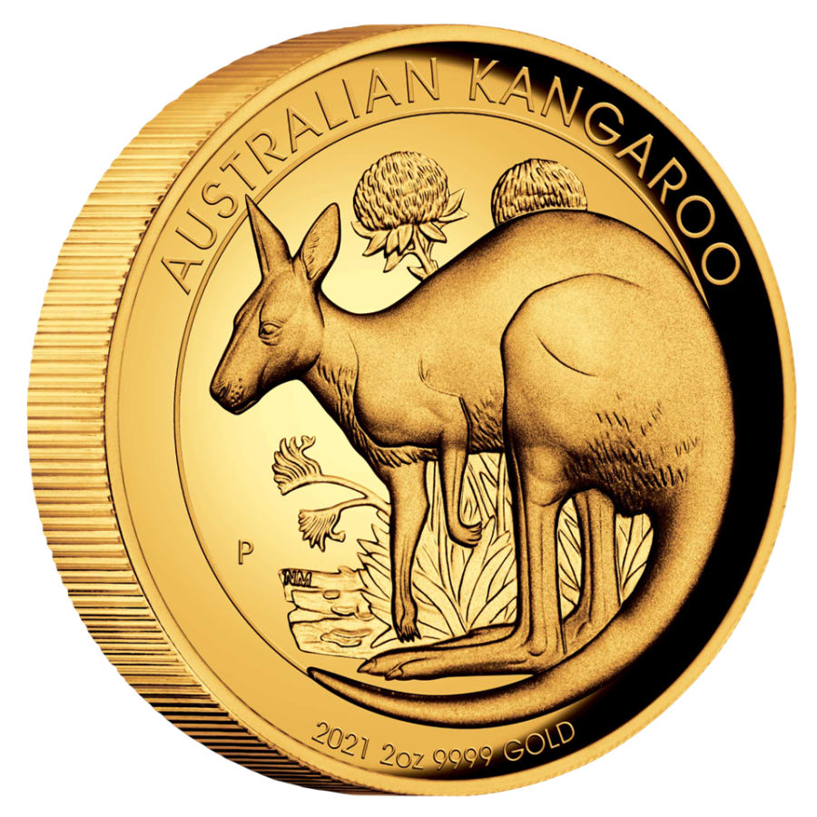 2021-P Australia 2 oz Gold Kangaroo Proof High Relief - 24h Shipping!