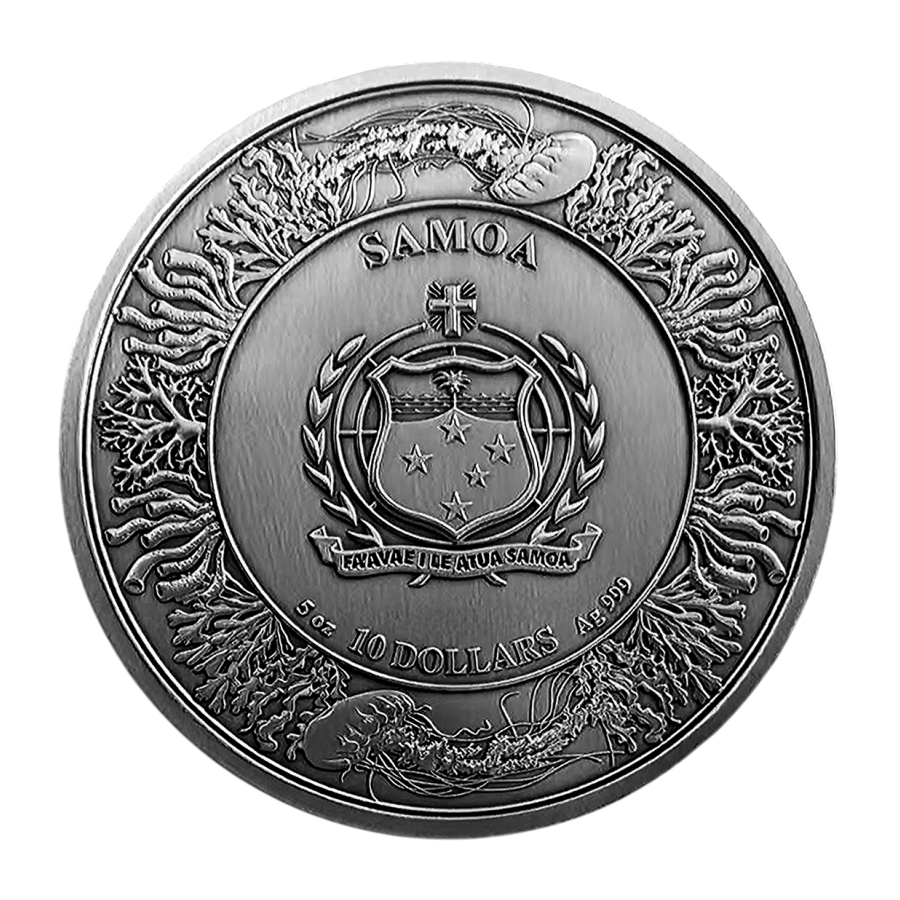 2025 Samoa 5 oz Silver Antique Atlantis Sliding Coin - 24h Shipping!