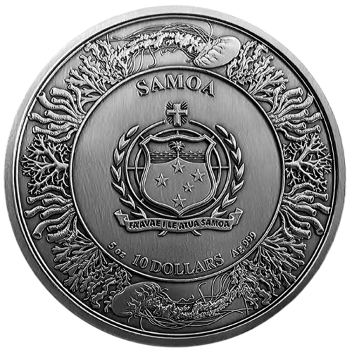 2025 Samoa 5 oz Silver Antique Atlantis Sliding Coin - 24h Shipping!