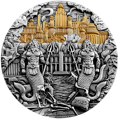 2025 Samoa 5 oz Silver Antique Atlantis Sliding Coin - 24h Shipping!