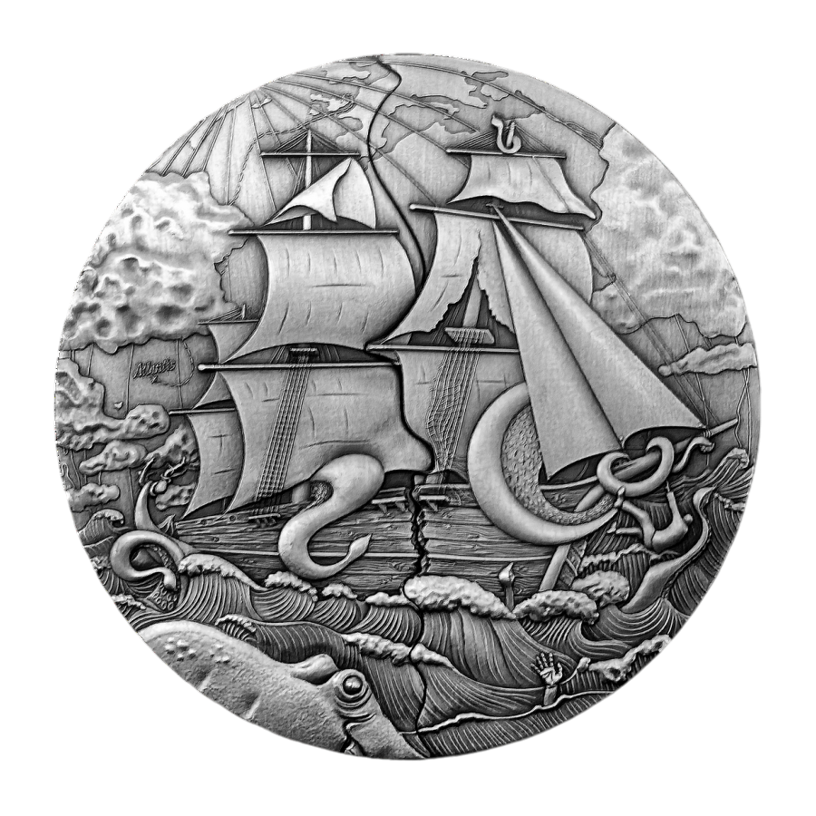 2025 Samoa 5 oz Silver Antique Atlantis Sliding Coin - 24h Shipping!