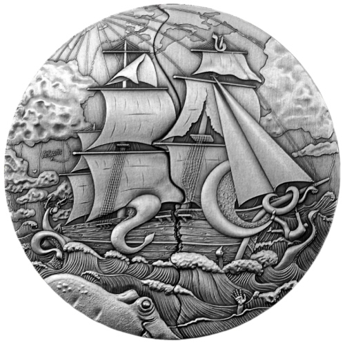 2025 Samoa 5 oz Silver Antique Atlantis Sliding Coin - 24h Shipping!