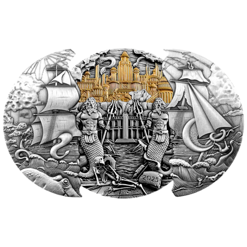 2025 Samoa 5 oz Silver Antique Atlantis Sliding Coin - 24h Shipping!