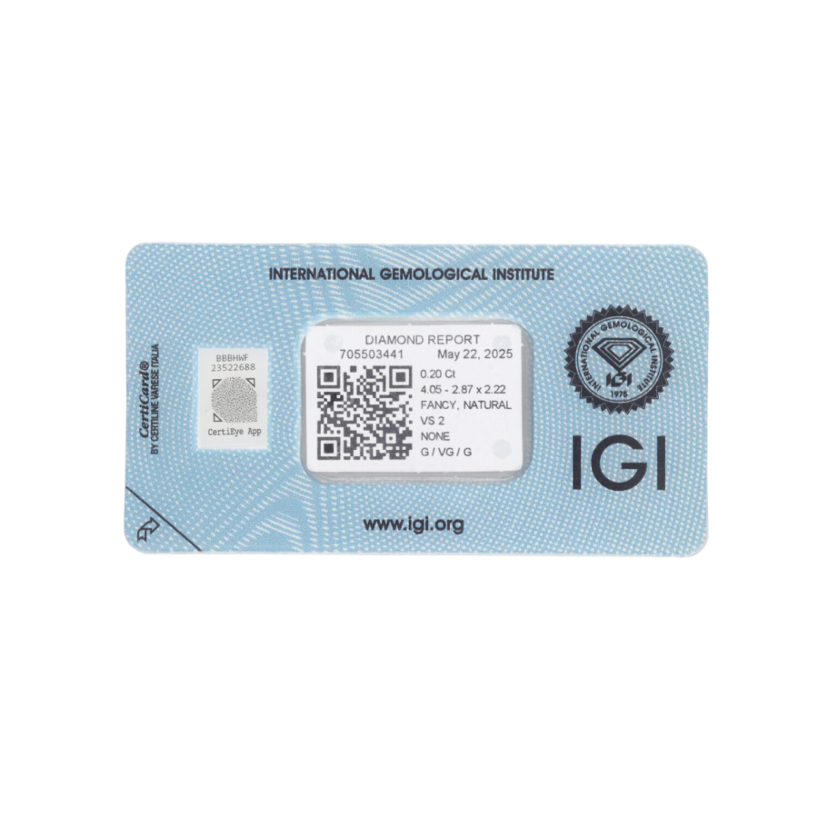 Natural Diamond 0,20 CT / Natural Fancy Intense Yellow Orange / Pear Modified Brilliant / VS2 / G - 24h Shipping!