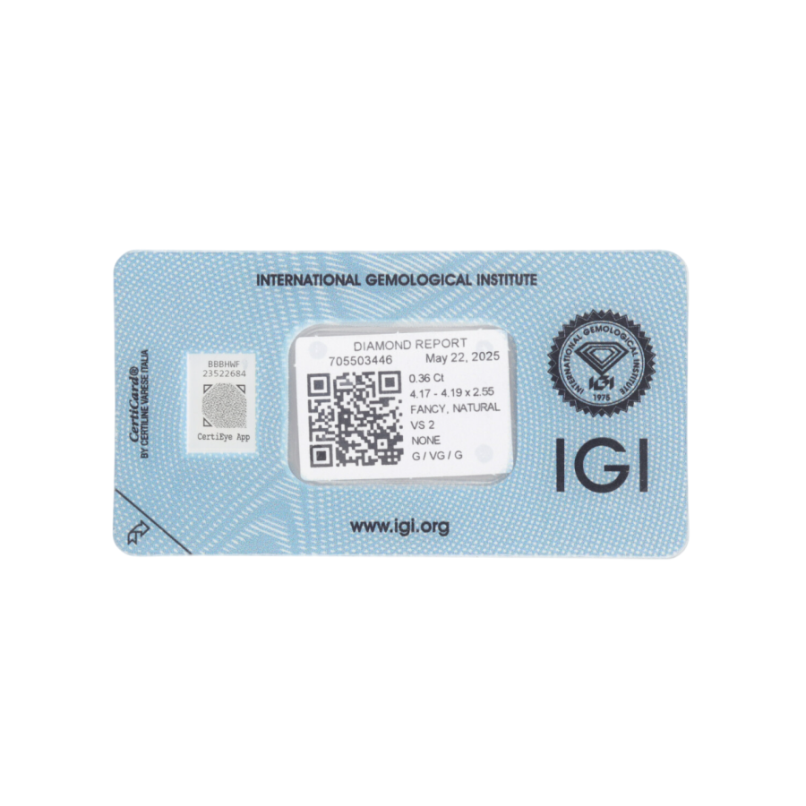 Natural Diamond 0,36 CT / Natural Fancy Intense Yellow Orange / Pear Modified Brilliant / VS2 / G - 24h Shipping!