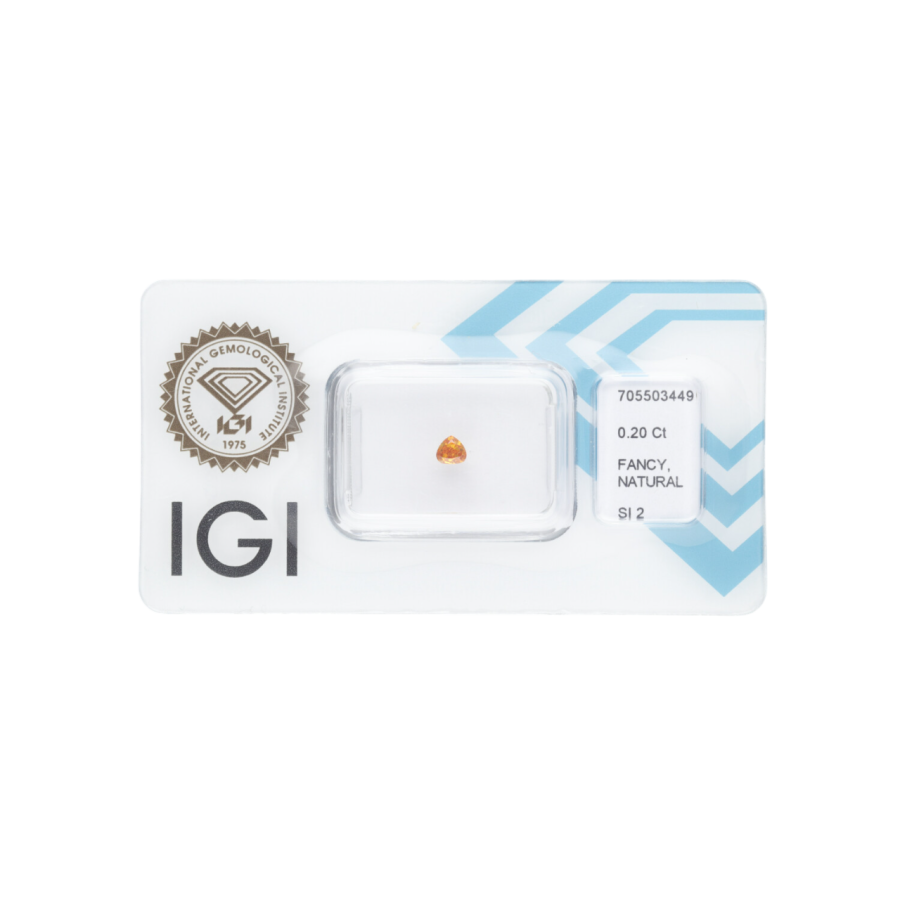 Natural Diamond 0,20 CT / Natural Fancy Intense Yellow Orange / Pear Brilliant / SI2 / G - 24h Shipping!