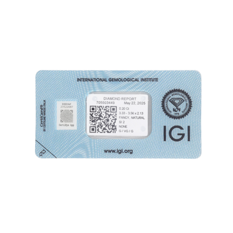 Natural Diamond 0,20 CT / Natural Fancy Intense Yellow Orange / Pear Brilliant / SI2 / G - 24h Shipping!